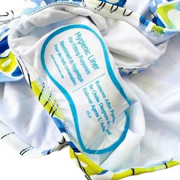 TOMMY HILFIGER Monstera Leaf 50+ SPF Bikini Bottom White and Blue Size M NWT - Picture 6 of 10